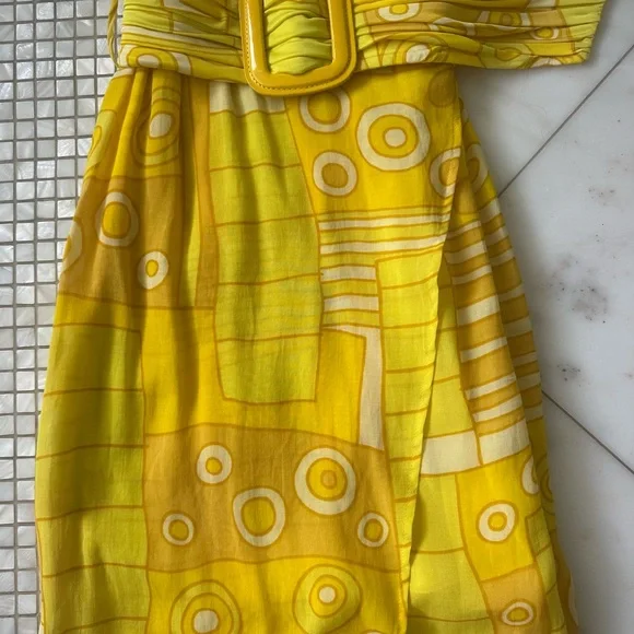 Miss Sixty Yellow Geometric Midi Dress - Picture 3 of 5
